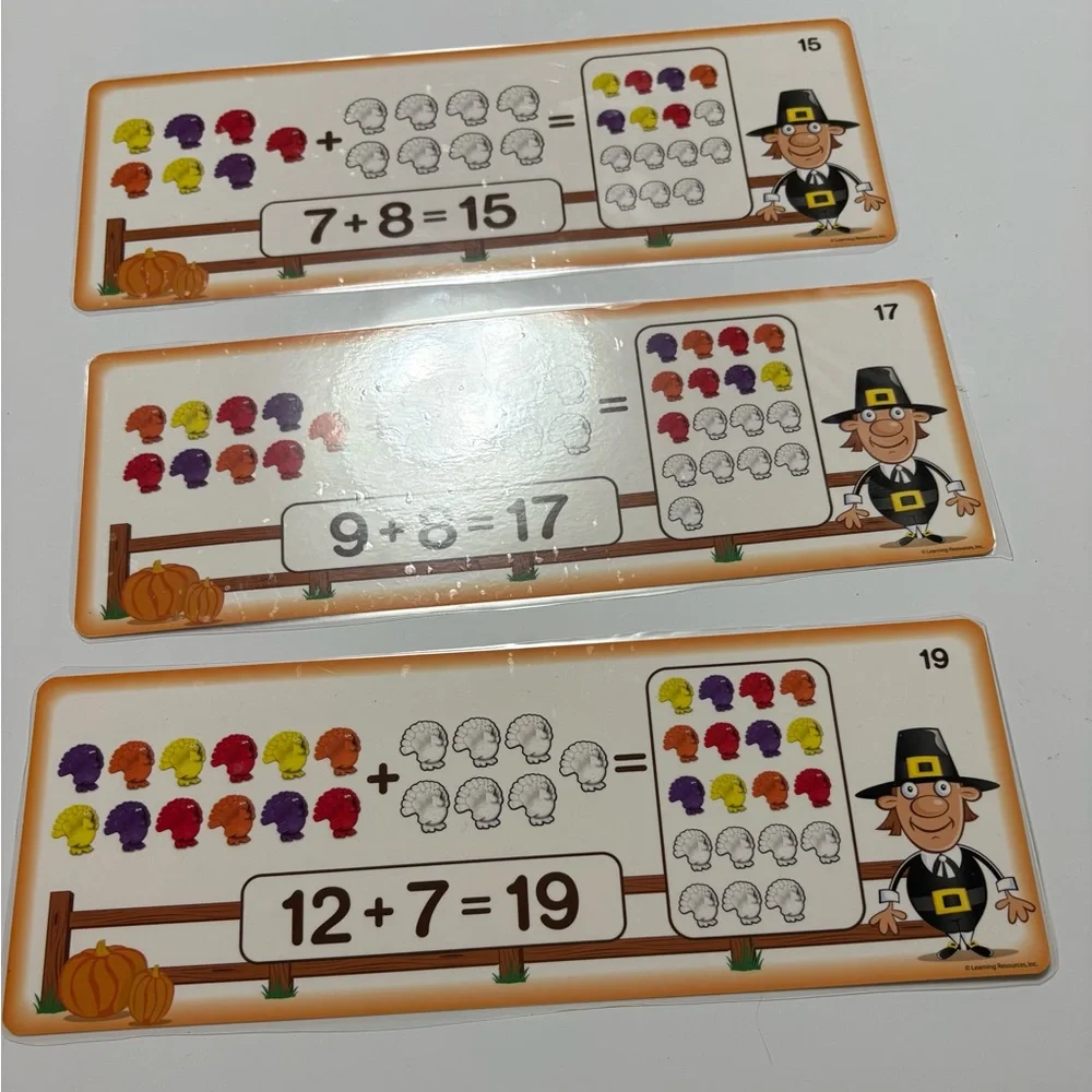 Learning resources: count and add Turkey activity cards